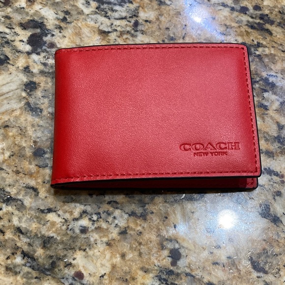 Coach Accessories - Coach Bold Red Leather Card Holder